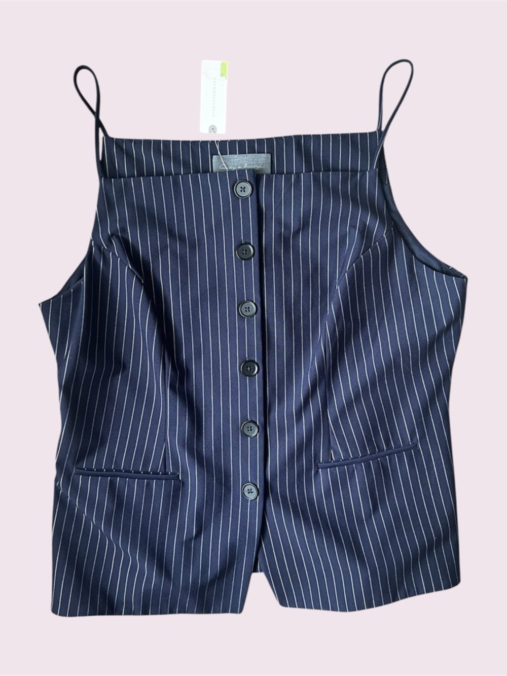 Anthropologie NWT Sunday in Brooklyn Navy Pinstripe Ponte Vest Top XL